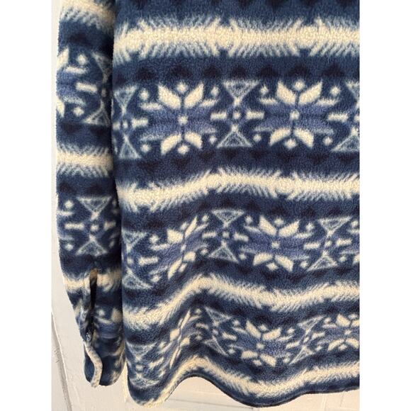 VTG Alpine Ridge Fleece Sweater Cardigan M Blue Aztec Southwestern Scalloped hem - Picture 11 of 11
